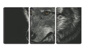 Quadro canvas 68x126 olhar de lobo fundo preto - Crie Life