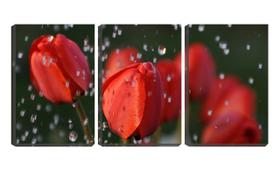 Quadro canvas 68x126 pingos de chuva nas flores