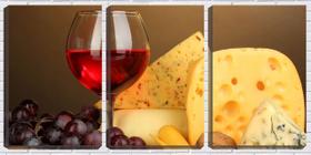 Quadro canvas 68x126 queijo prato e vinho na mesa