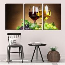 Quadro canvas 68x126 taças de vinho branco e tinto