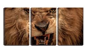 Quadro canvas 80x140 leão feroz dentes a mostra