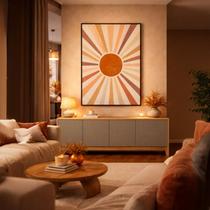 Quadro Canvas Abstrato Sol Boho 60x40cm Mold Preta Quadro Canvas Abstrato Sol Boho 60x40cm Mold Preta