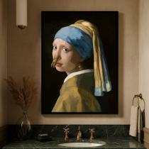 Quadro Canvas Arte Banheiro - A Moça Do Prendedor-Mold.Preta Tamanho:60x40cm Quadro Canvas Arte Banheiro - A Moça Do Prendedor-Mold.Preta Tamanho:60x40cm