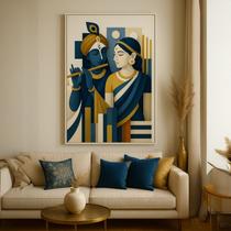 Quadro Canvas Arte Indiana Casal 90x60cm Mold Branca Quadro Canvas Arte Indiana Casal 90x60cm Mold Branca