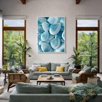 Quadro Canvas Azul Conchas Naturais 70x50cm Mold Preta Quadro Canvas Azul Conchas Naturais 70x50cm Mold Preta