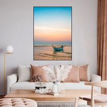 Quadro Canvas Barco no por do Sol 90x60