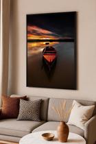 Quadro Canvas Barco Vermelho Ao Por Do Sol-