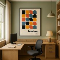 Quadro Canvas Bauhaus Abstract Colorful 70x50cm Mold Preta