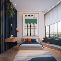 Quadro Canvas Bauhaus Architectural 60x40cm Mold Branca Quadro Canvas Bauhaus Architectural 60x40cm Mold Branca