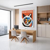 Quadro Canvas Bauhaus Cat Minimalist 40x30cm Mold Branca Quadro Canvas Bauhaus Cat Minimalist 40x30cm Mold Branca