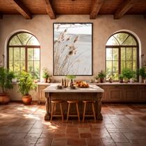Quadro Canvas Bege Flor Capim Pluma 40x30cm Mold Branca Quadro Canvas Bege Flor Capim Pluma 40x30cm Mold Branca