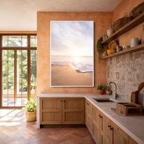 Quadro Canvas Bege Mar Luz do Sol 40x30cm Mold Preta