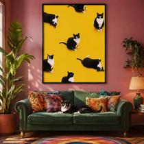 Quadro Canvas Black Cat Fever 70x50cm Mold Preta Quadro Canvas Black Cat Fever 70x50cm Mold Preta