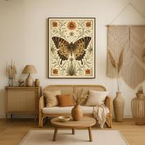 Quadro Canvas Borboleta Boho Folk Art 40x30cm Mold Branca Quadro Canvas Borboleta Boho Folk Art 40x30cm Mold Branca