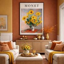 Quadro Canvas Bouquet Sunflowers Monet 70x50cm Mold Branca - Quadros On-line Quadro Canvas Bouquet Sunflowers Monet 70x50cm Mold Branca - Quadros On-line