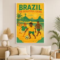 Quadro Canvas Brasil - Futebol 70x50cm Mold Preta Quadro Canvas Brasil - Futebol 70x50cm Mold Preta
