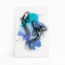 Quadro Canvas Carpa Peixe ul Minimalista Colorido 60X40Cm