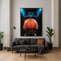 Quadro Canvas Cesta De Basquete 90X60Cm Mold Branca