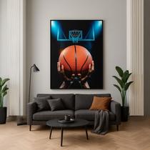 Quadro Canvas Cesta De Basquete 90x60cm Mold Branca