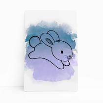 Quadro Canvas Coelho ul Animais Colorido Infantil 60X40Cm