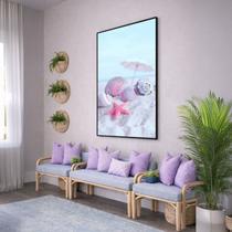 Quadro Canvas Conchas Lilás 60x40cm Mold Preta