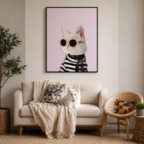 Quadro Canvas Cool Cat 40x30cm Mold Branca Quadro Canvas Cool Cat 40x30cm Mold Branca