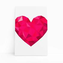 Quadro Canvas Coração Minimalista Geométrico Rosa 60X40Cm