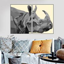 Quadro Canvas Decorativo para Sala Rinoceronte Geométrico 90x60