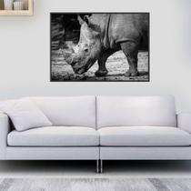 Quadro Canvas Decorativo para Sala Rinoceronte P&b 80x1,00 Quadro Canvas Decorativo para Sala Rinoceronte P&b 80x1,00