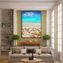 Quadro Canvas Desenho na Areia 40x30cm Mold Branca Quadro Canvas Desenho na Areia 40x30cm Mold Branca