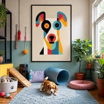 Quadro Canvas Digital Art Cute Dog 70x50cm Mold Preta Quadro Canvas Digital Art Cute Dog 70x50cm Mold Preta