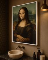 Quadro Canvas Divertido Banheiro Monalisa Nariz-Mold.Branca Tamanho:90x60cm Quadro Canvas Divertido Banheiro Monalisa Nariz-Mold.Branca Tamanho:90x60cm