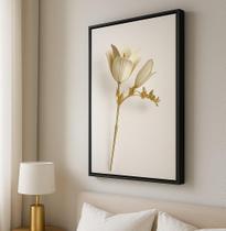 Quadro Canvas Flor Dourada - Elegância- Quadro Canvas Flor Dourada - Elegância-