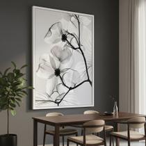 Quadro Canvas Flores PeB Transparentes 90x60cm Mold Preta Quadro Canvas Flores PeB Transparentes 90x60cm Mold Preta