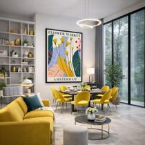 Quadro Canvas Flower Market Amsterdam 70x50cm Mold Preta Quadro Canvas Flower Market Amsterdam 70x50cm Mold Preta