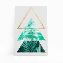 Quadro Canvas Folhas E Formas Geométricas Triângulo 60X40Cm
