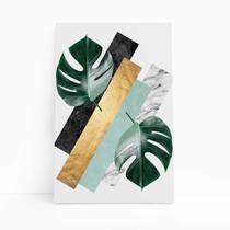 Quadro Canvas Folhas Tropicais Verde E Dourado 60X40Cm Quadro Canvas Folhas Tropicais Verde E Dourado 60X40Cm