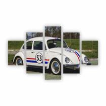 Quadro Canvas Fusca Branco Herbie 53 Filme 110x65cm Quadro Canvas Fusca Branco Herbie 53 Filme 110x65cm