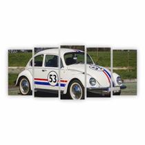Quadro Canvas Fusca Branco Herbie 53 Filme 155x65cm