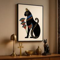Quadro Canvas Gato Egípcio Bastet 90x60cm Mold Branca Quadro Canvas Gato Egípcio Bastet 90x60cm Mold Branca