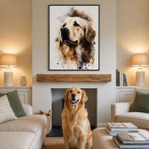 Quadro Canvas Golden Brown Aquarela 70x50cm Mold Branca Quadro Canvas Golden Brown Aquarela 70x50cm Mold Branca