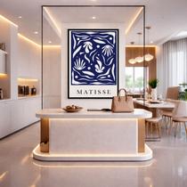 Quadro Canvas Henri Recortes Azul 90x60cm Mold Preta