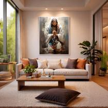 Quadro Canvas Jesus Orando 40x30cm Mold Preta