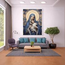 Quadro Canvas Maria e Jesus 70x50cm Mold Preta Quadro Canvas Maria e Jesus 70x50cm Mold Preta