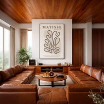 Quadro Canvas Matisse Abstrato Cinza 70x50cm Mold Preta