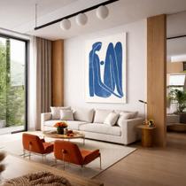 Quadro Canvas Matisse Thinking Blue 90x60cm Mold Preta Quadro Canvas Matisse Thinking Blue 90x60cm Mold Preta