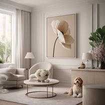 Quadro Canvas Neutro Flor Bege 90x60cm Mold Branca