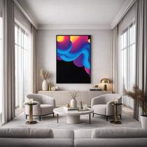Quadro Canvas Ondas Neon 60x40cm Mold Branca