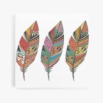 Quadro Canvas Penas Coloridas Abstrato Minimalista 80X80Cm Quadro Canvas Penas Coloridas Abstrato Minimalista 80X80Cm