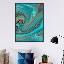 Quadro Canvas Pintura Marmorizado Azul 90x70